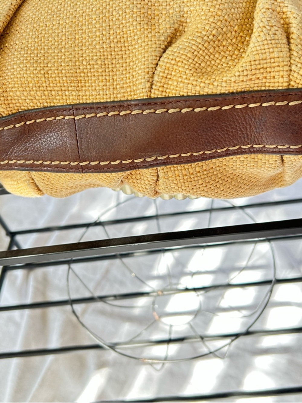 Fossil Tan Canvas Hobo with Brown Leather Trim - Picture 5 of 11